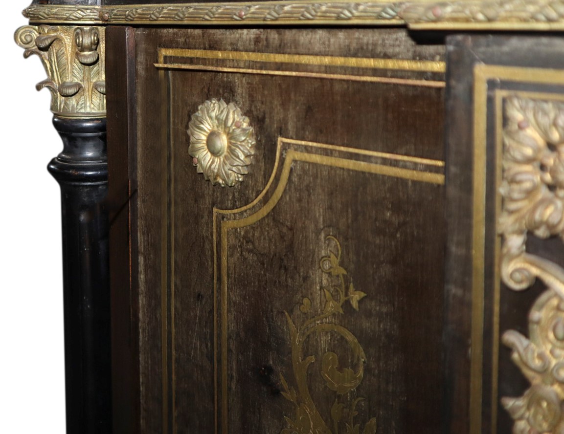 Etagere, mobile in legno nero ebanizzato