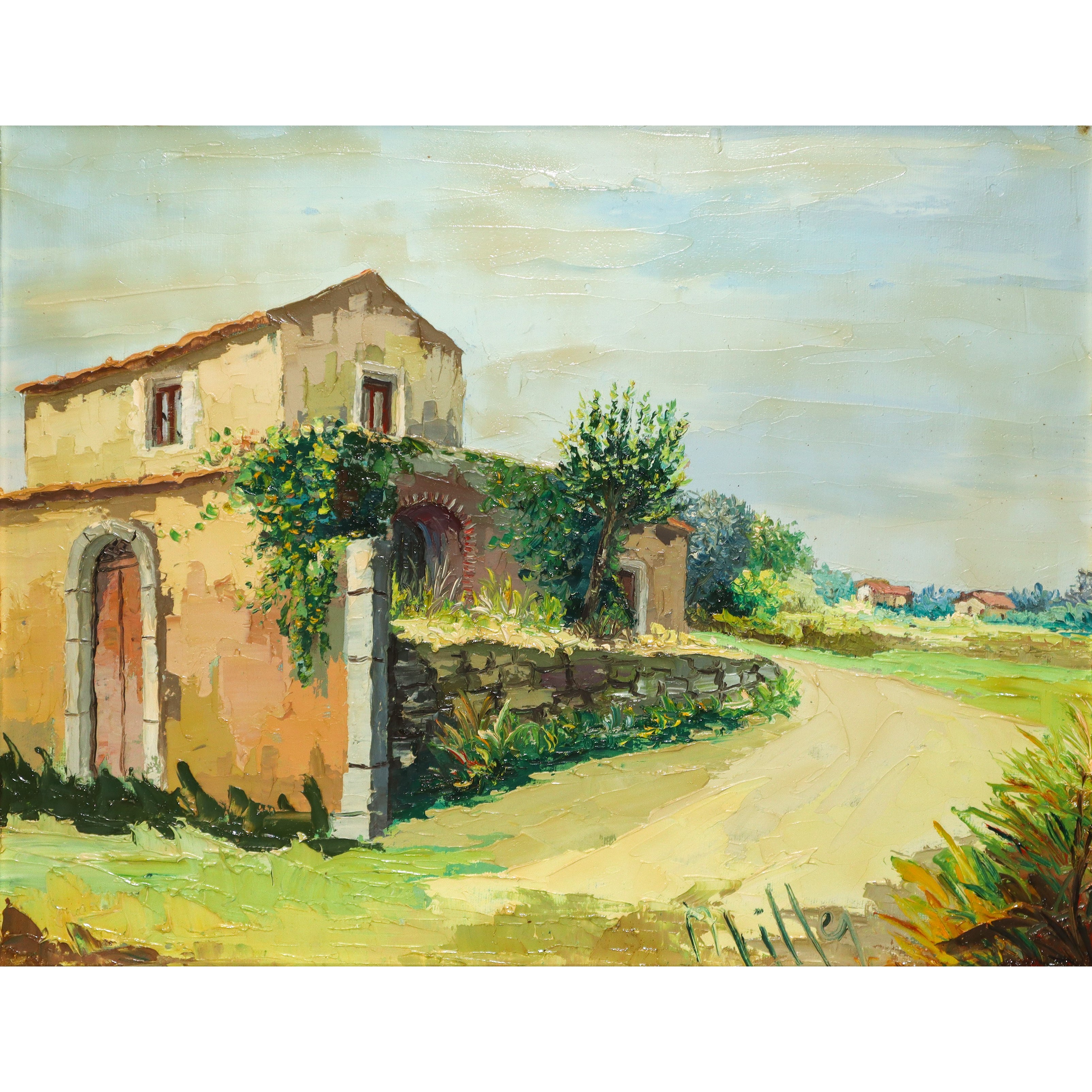 Strada di campagna con case