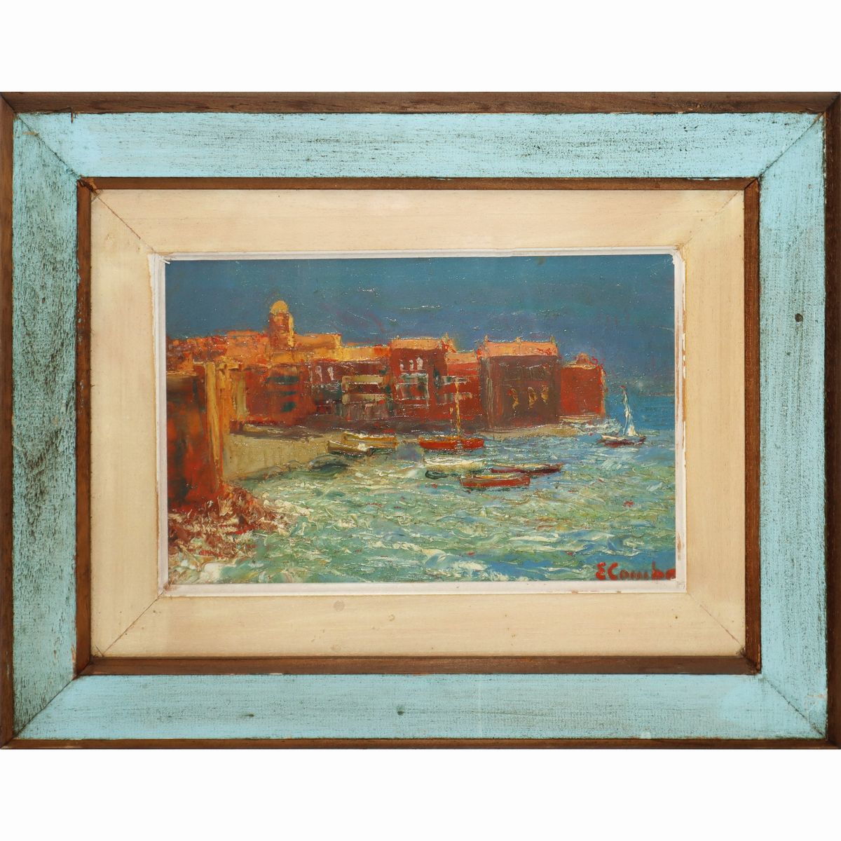 Emilio Comba - Coppia di Paesaggi, Portofino e Saint Tropez