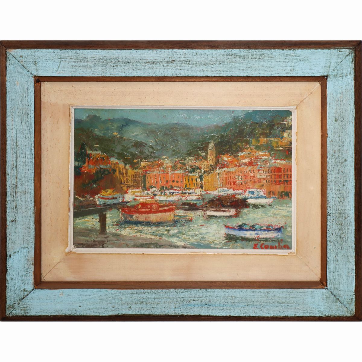 Emilio Comba - Coppia di Paesaggi, Portofino e Saint Tropez