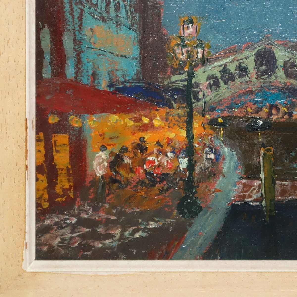 Coppia di paesaggi, Notturno di Venezia e Ponte di Rialto, Marina con barche a secco