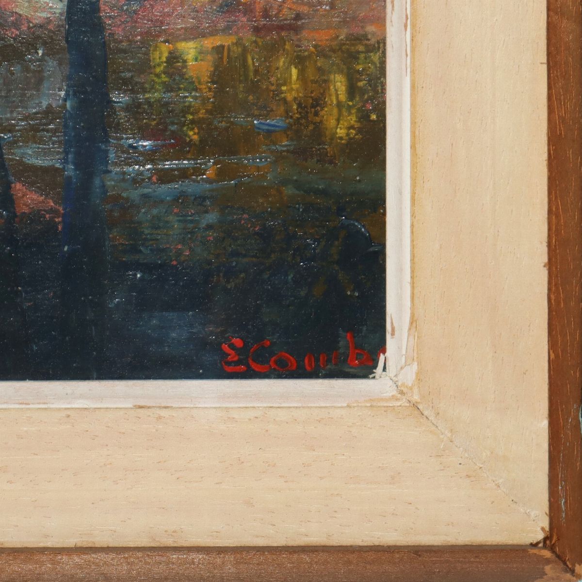 Coppia di paesaggi, Notturno di Venezia e Ponte di Rialto, Marina con barche a secco