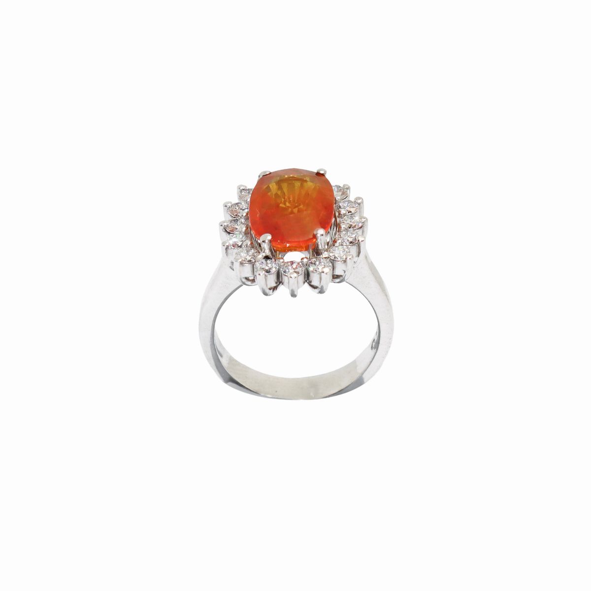 Anello in Oro Bianco e Padparadscha