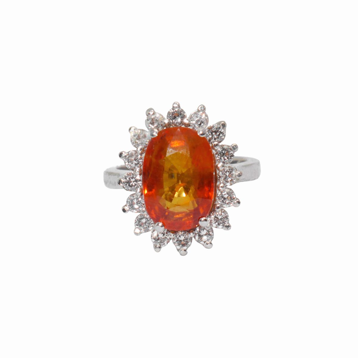 Anello in Oro Bianco e Padparadscha