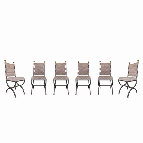 Group of 6 wrought iron chairs