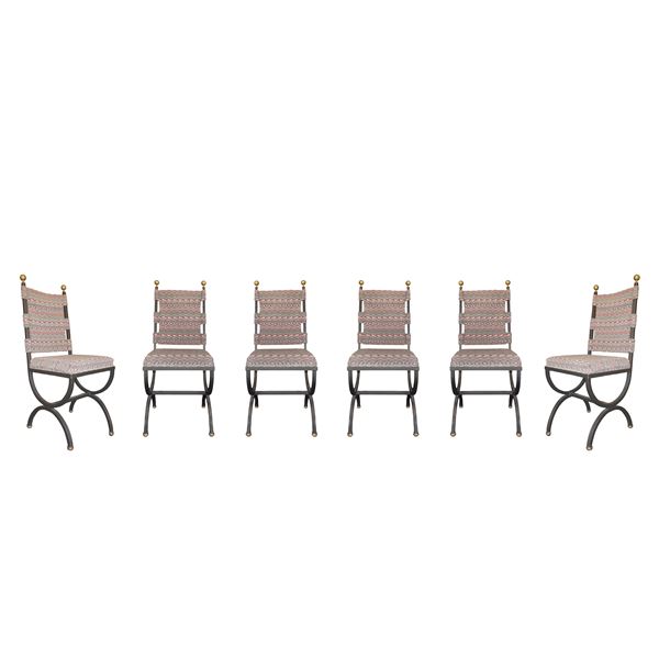 Group of 6 wrought iron chairs