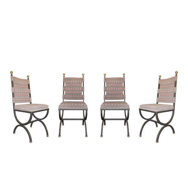 Group of 4 wrought iron chairs