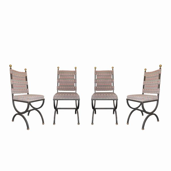 Group of 4 wrought iron chairs