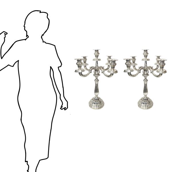 Pair of large silver candlesticks with 5 lights