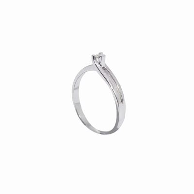 Anello Soltario a Tre Punte con Diamante Taglio Brillante