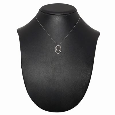 Collana in Oro Bianco con Ciondoli di Ovali in Oro e Brillanti