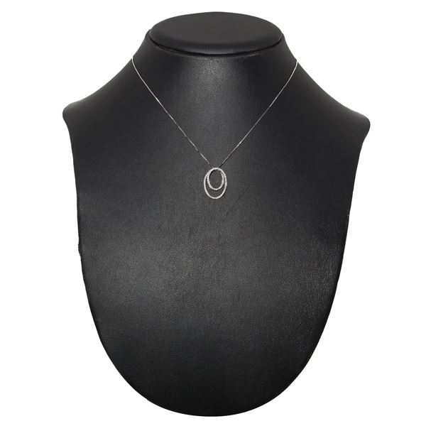 Comete - White gold necklace with pendants of ovals in gold and diamonds