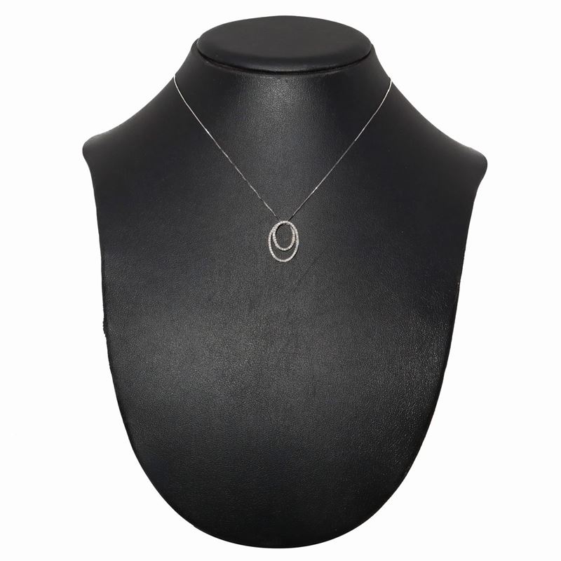 Comete - Collana in Oro Bianco con Ciondoli di Ovali in Oro e Brillanti