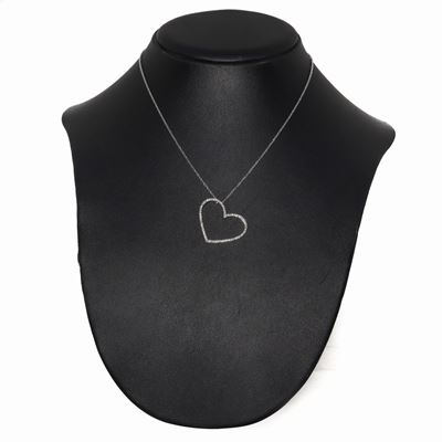 Collana in Oro Bianco con Cuore con Diamanti Taglio Brillante