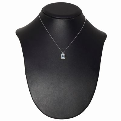 Collana Inoro Bianco con Acquamarina e Diamanti Taglio Brillante