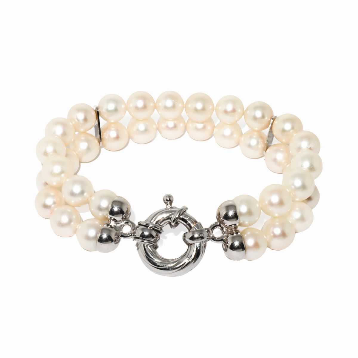 Bracciale di Perle con Susta in Oro a Doppio Filo
