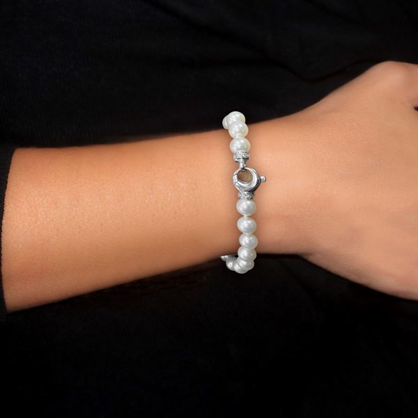 Comete - Pearl bracelet with gold susta and brilliant cut diamonds