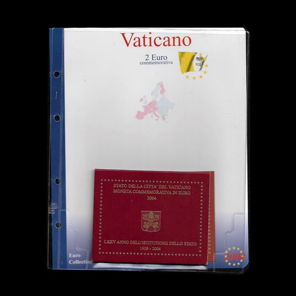 2004. Moneta commemorativa da 2 euro in folder LXXV anno dell'istituzione dello stato (1929-2004)