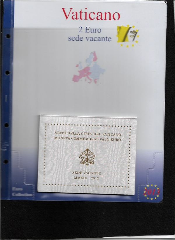 2013 2 euro commemorative coin in Sede vacant folder