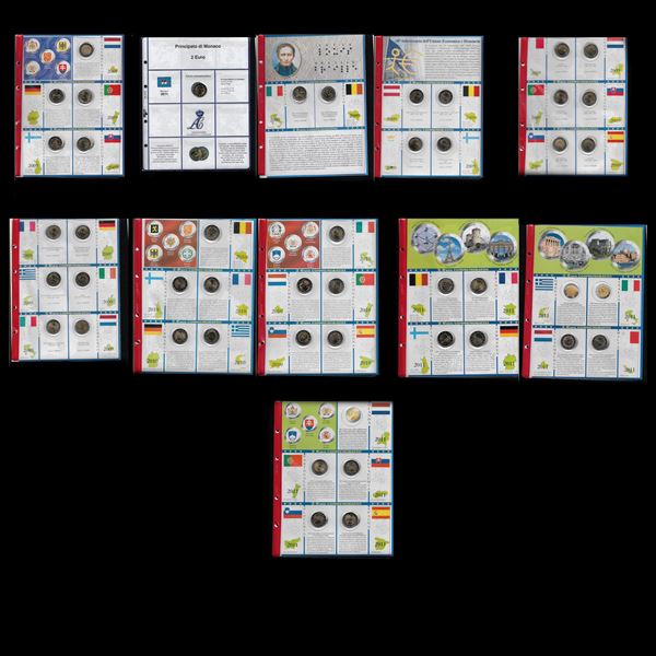 2009-2011  N°44, Monete celebrative o commemorative da 2 euro : Principato di Monaco, Slovacchia, Cipro, Malta, Grecia, Finlandia, Italia, Lussemburgo, Austria, Belgio, Spagna, Germania, Portogallo, Eire, Francia, Olanda, Slovenia. Il lotto comprende 2 €