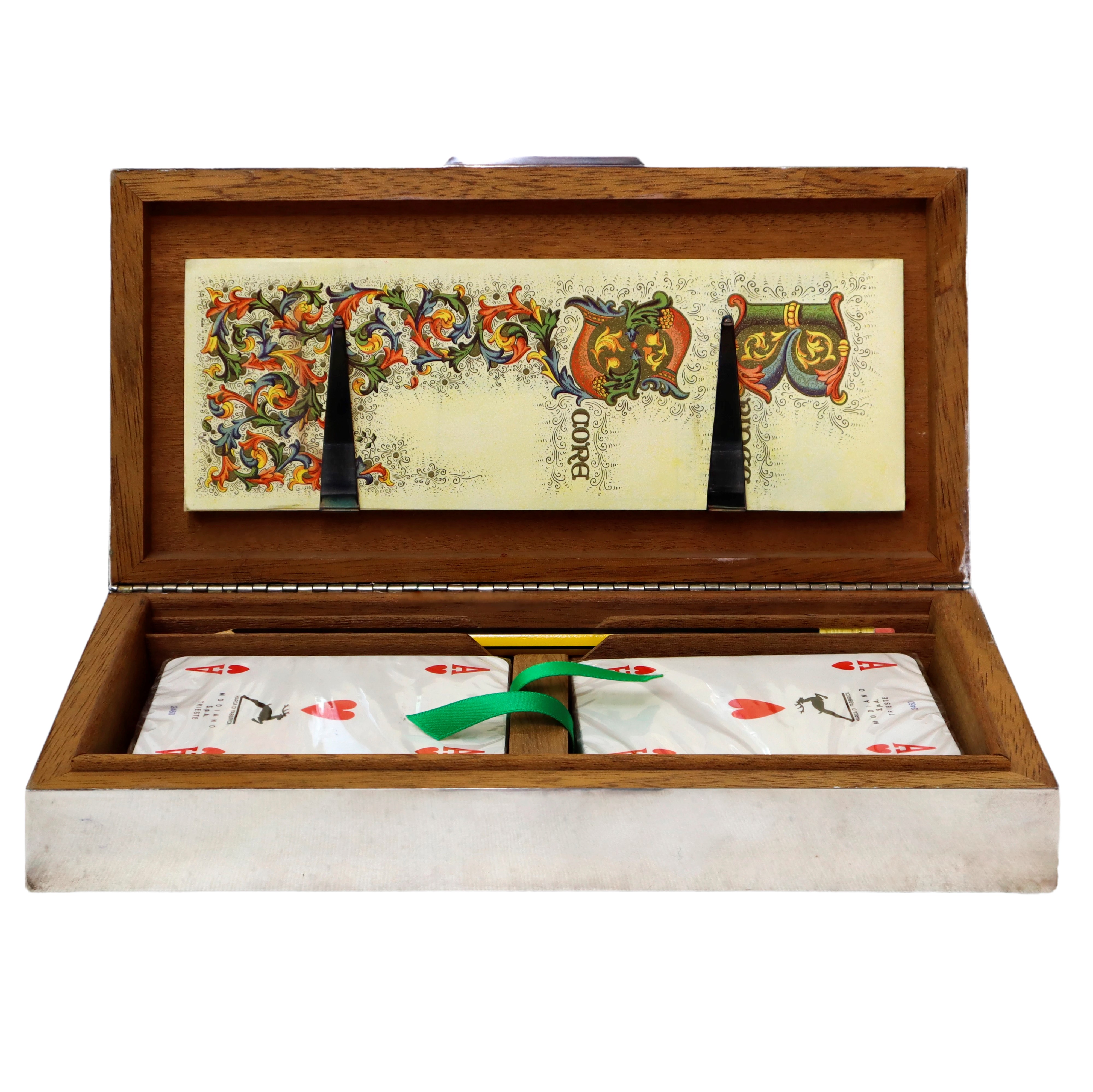 Scatola in Argento con Carte da Gioco