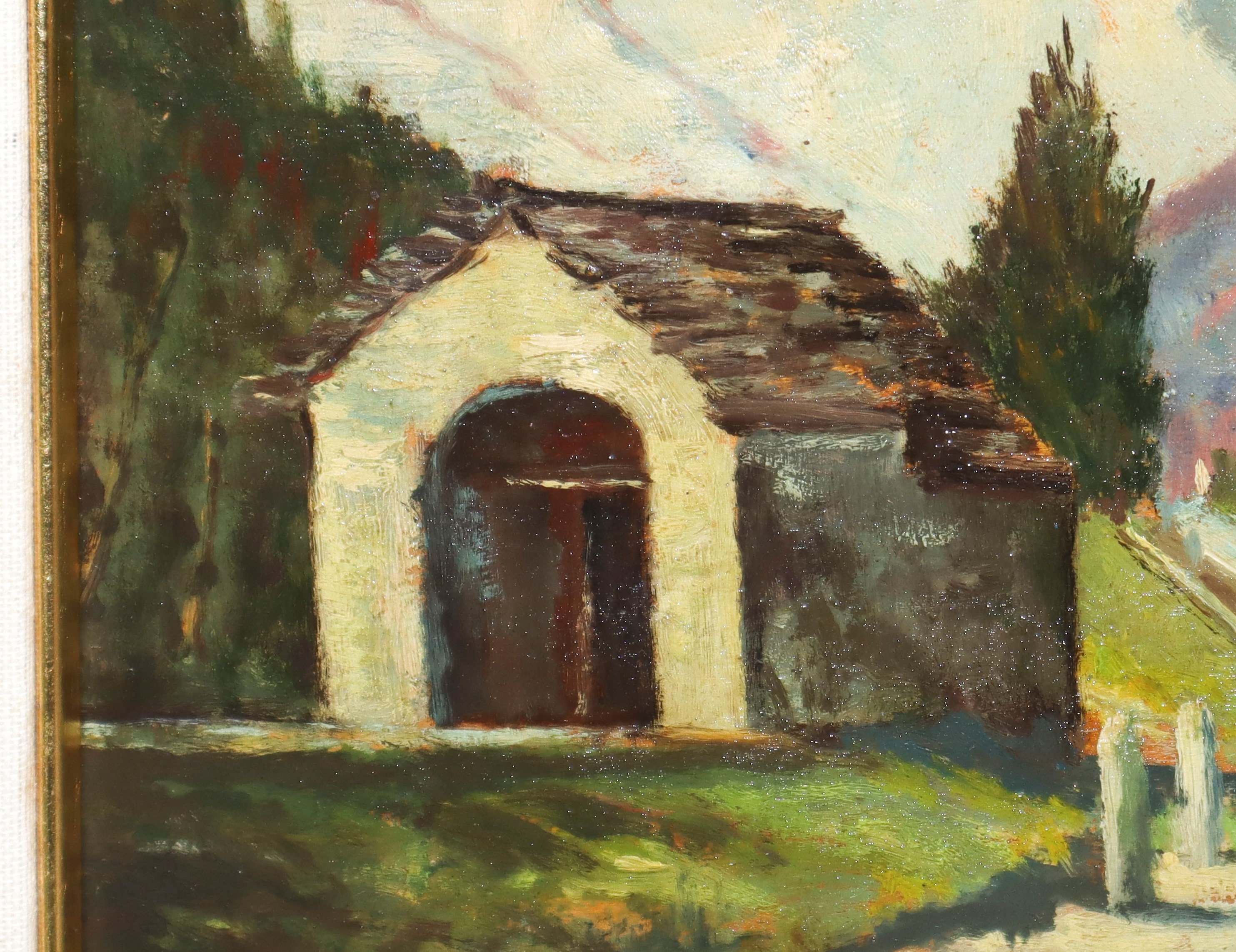 Paesaggio di montagna con casa