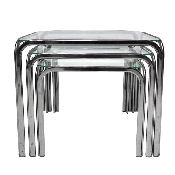 Na Design - Trio of nesting tables in metal and glass