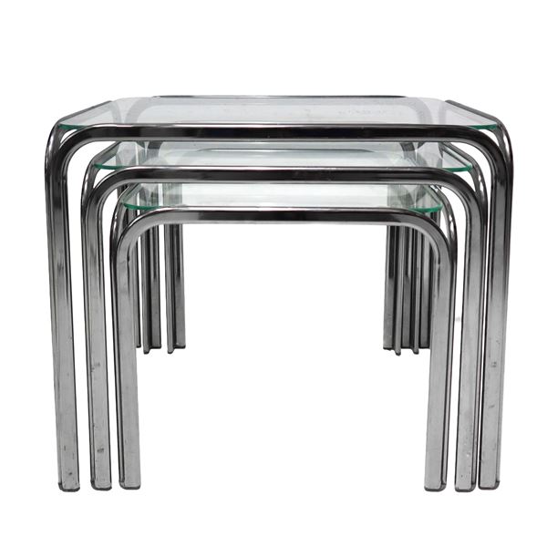 Na Design - Set of three nesting tables in metal and glass