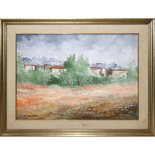 Leonardo De Magistris - Landscape with trees and houses