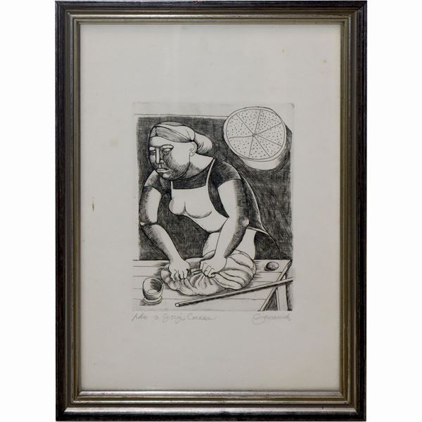 Luigi Guerricchio - Donna che impasta la farina