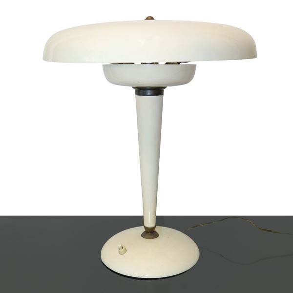 Ministerial table lamp in beige lacquered tin