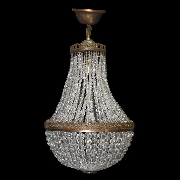 Lampadario Edward a sospensione , con prismi in cristallo