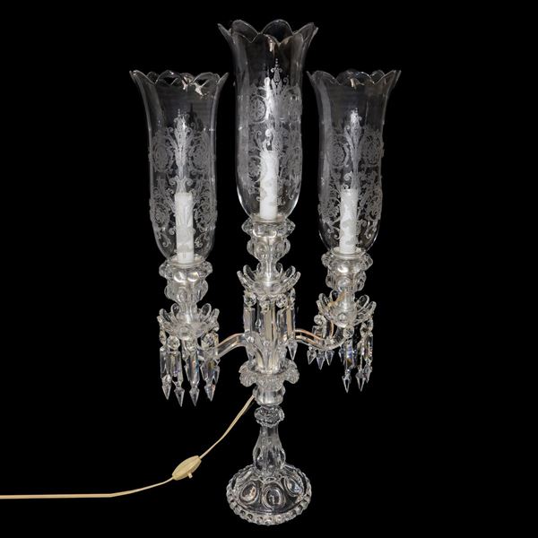 Baccarat crystal candelabra, three bells
