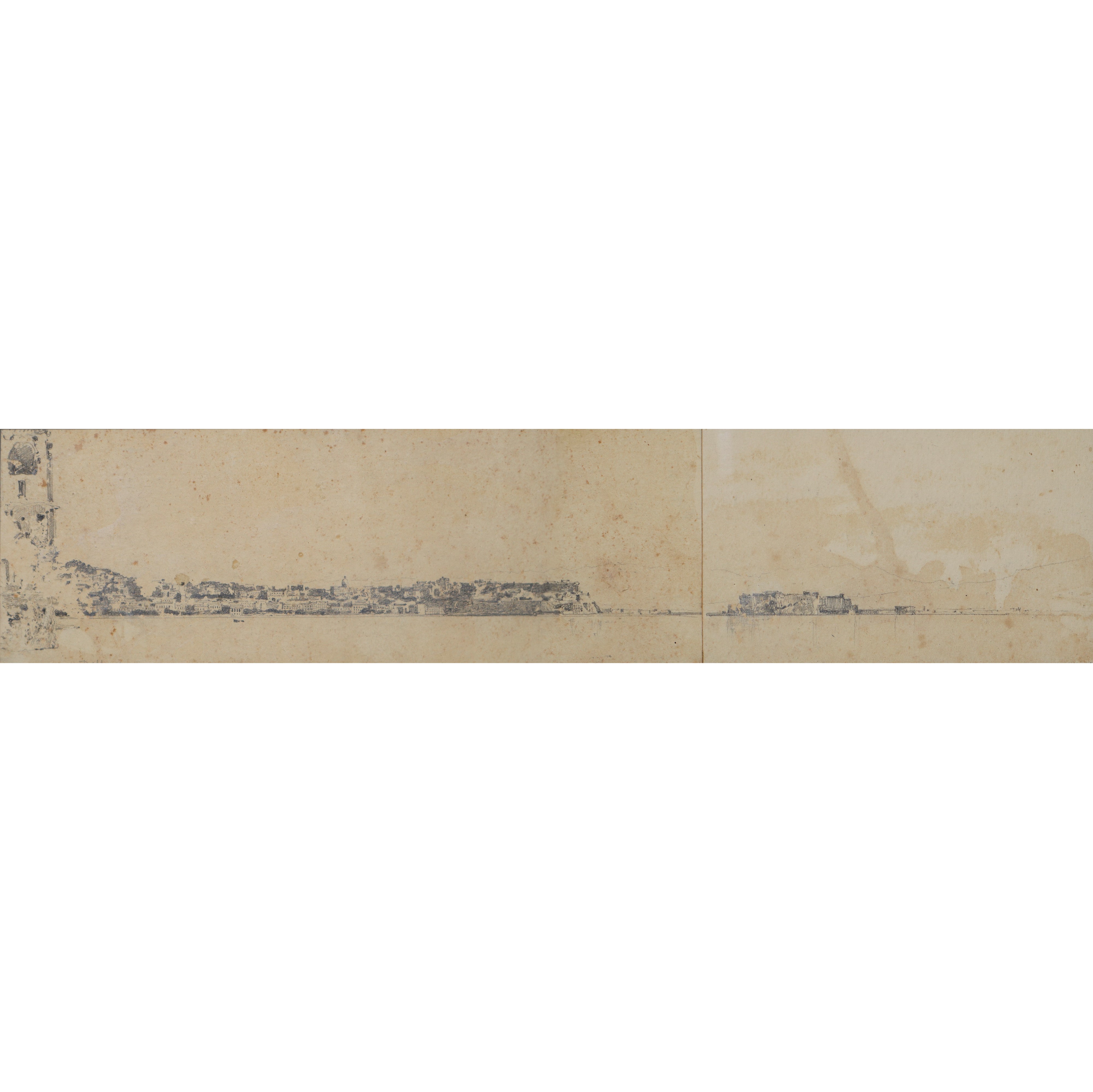 Panorama di Napoli, coppia di disegni