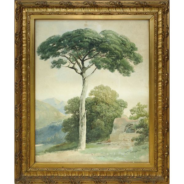 Pair of Mountain Landscapes with Trees