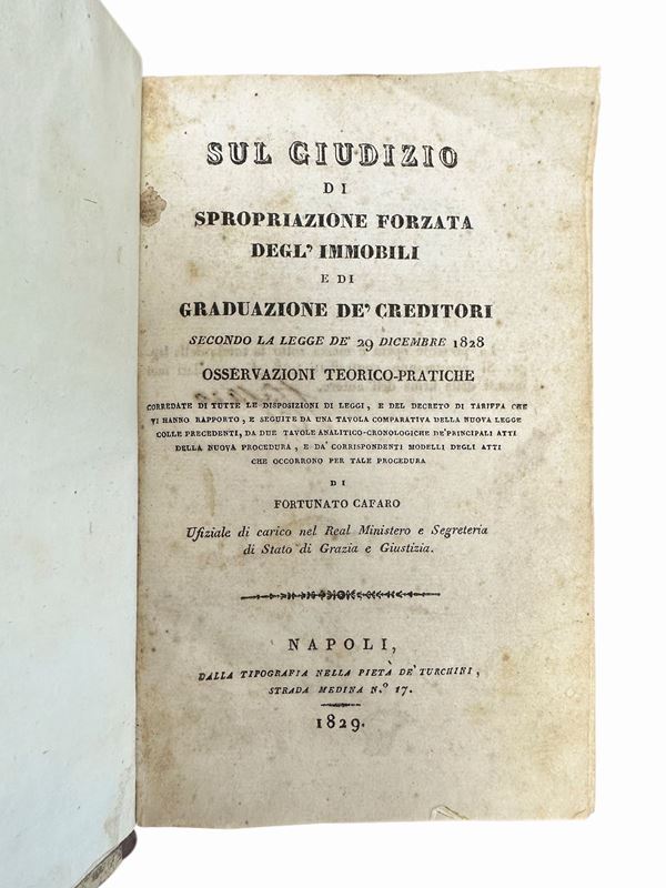 Sul giudizio di Spropriazione forzata degl'immobili di Fortunato Cafaro