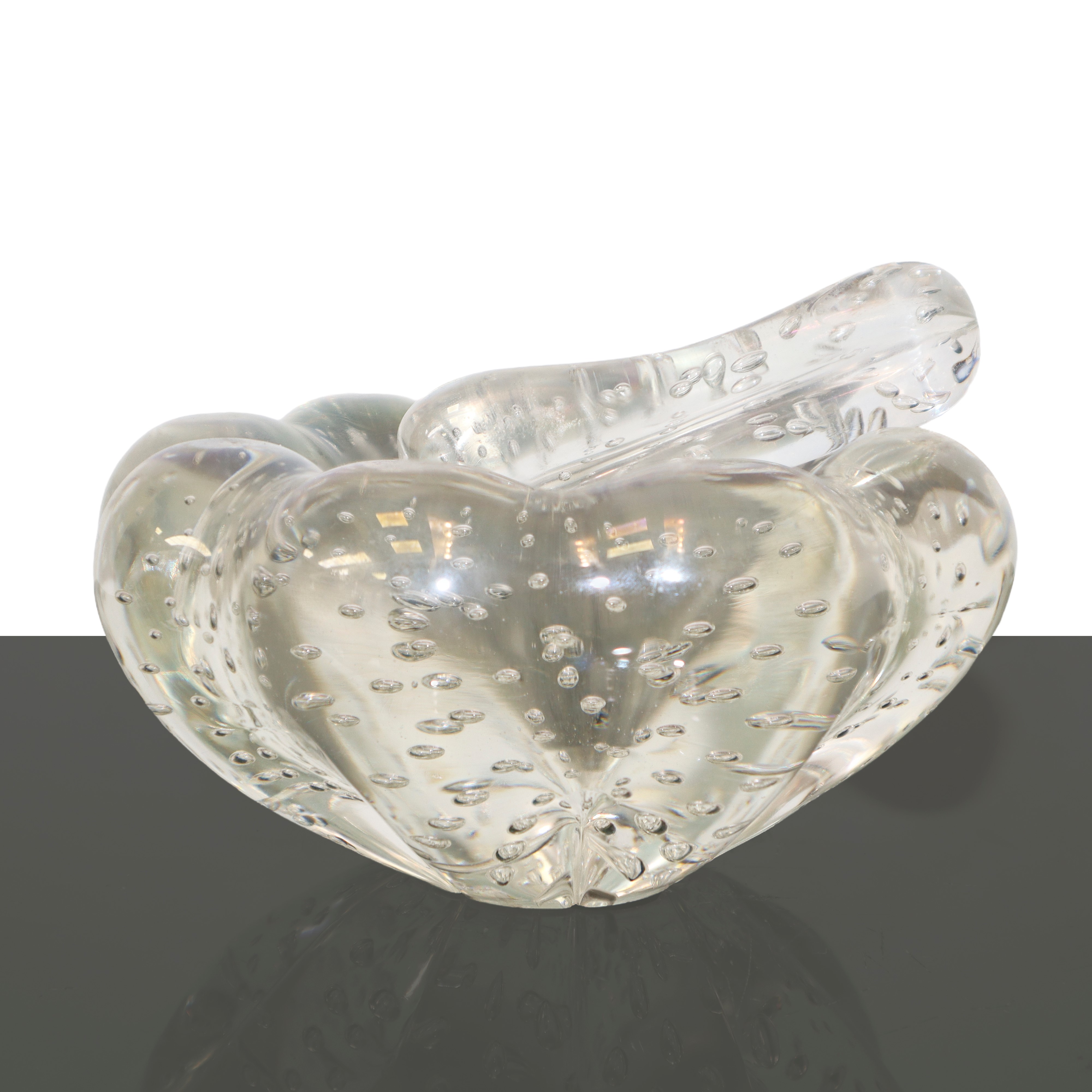 Tre piccoli posaceneri in vetro di Murano, con pestello