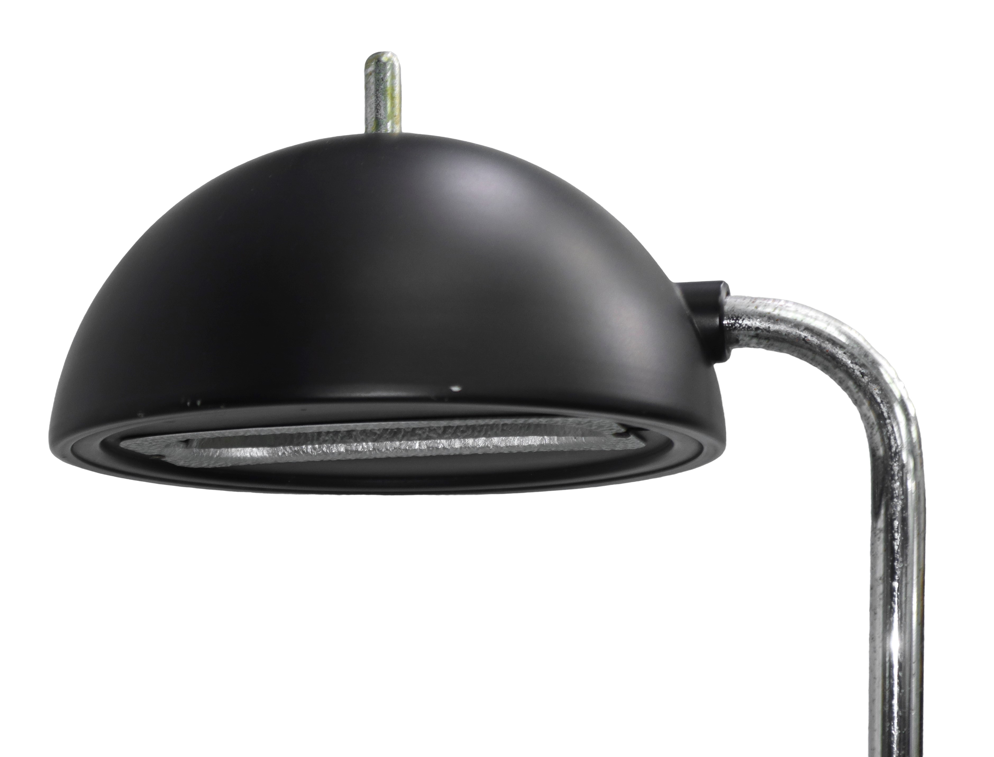 Lampada da Terra in Metallo Cromato, Base e Diffusore Laccato Nero, Produzione Italiana