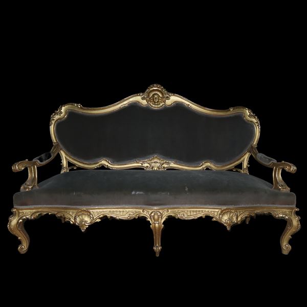 Golden wooden sofa