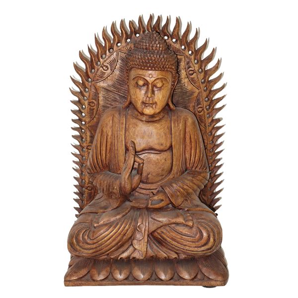 Gautama Buddha scolpito a mano su legno