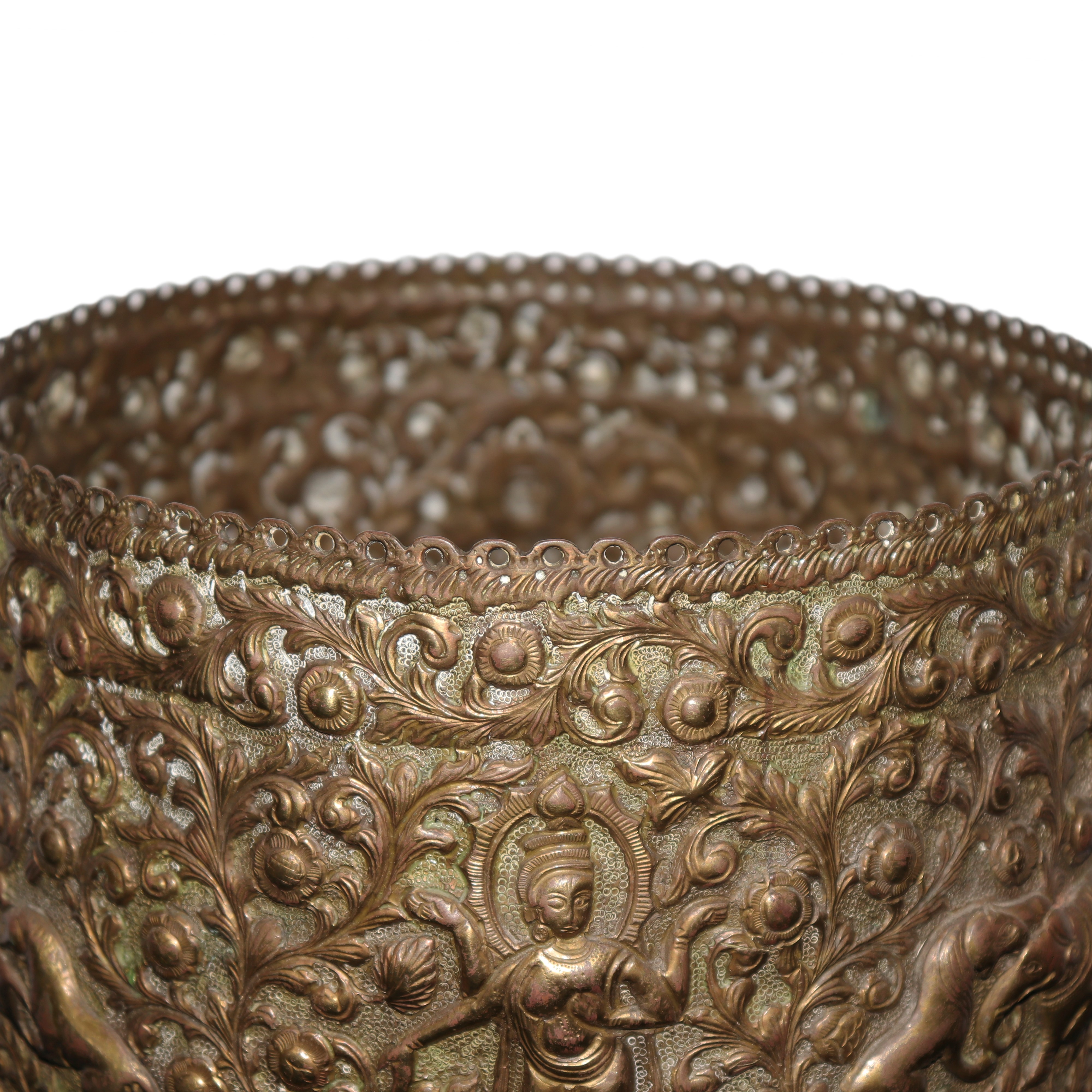 Cachepot di rame puro sbalzato mezzotondo