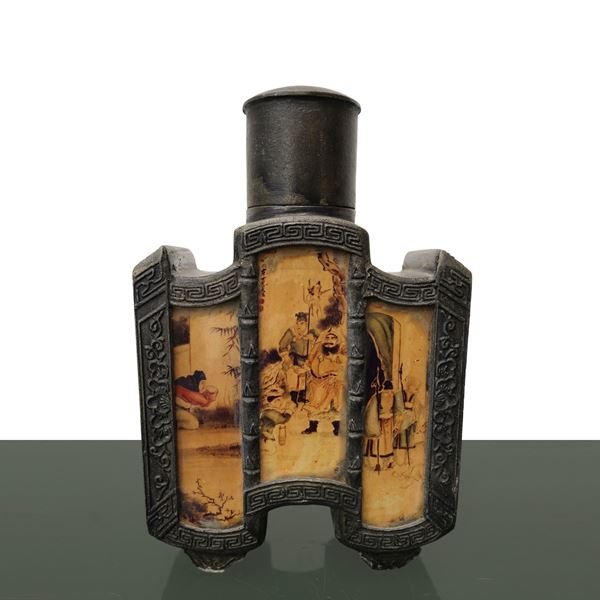 Antique Chinese metal tea container