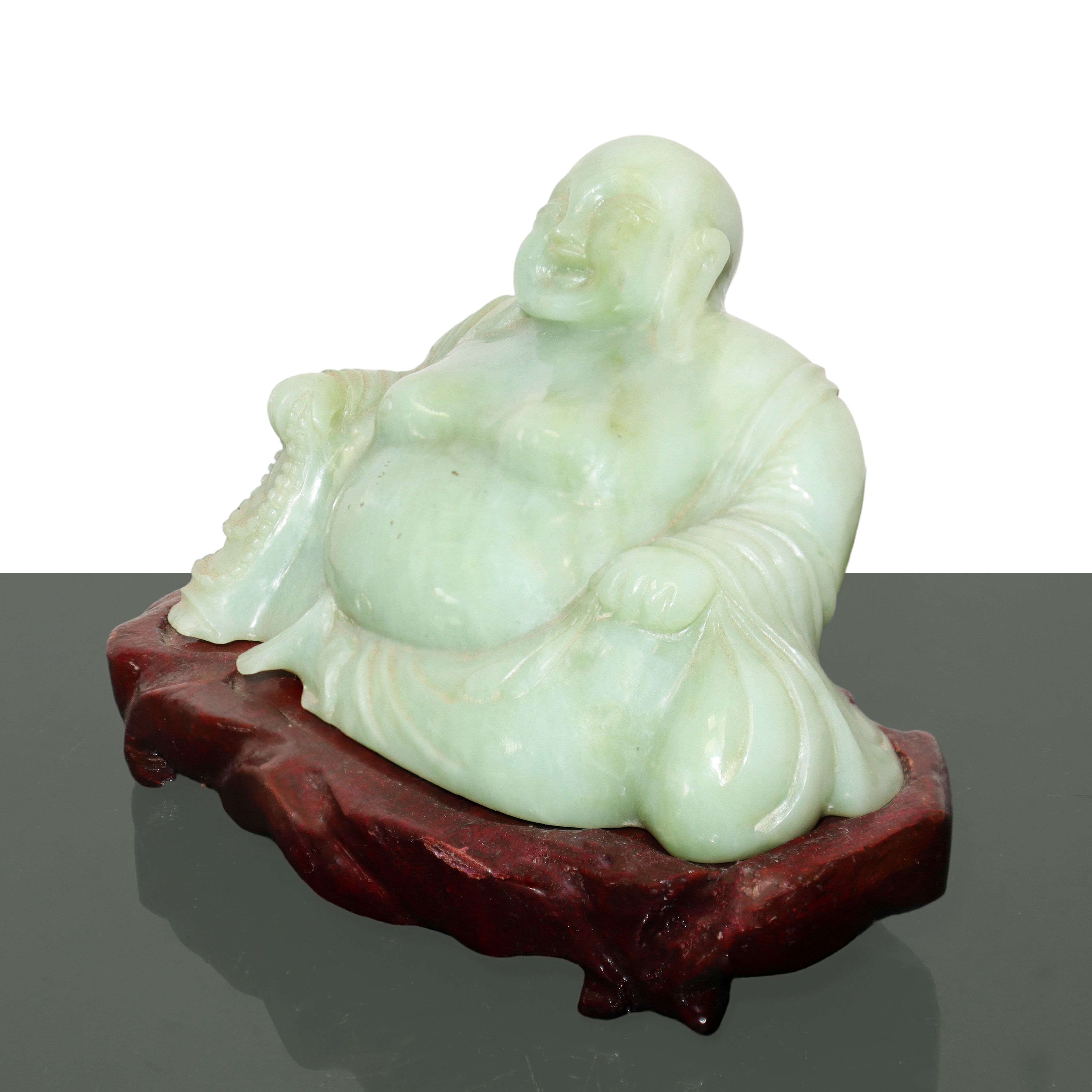 Buddha che ride in giada verde