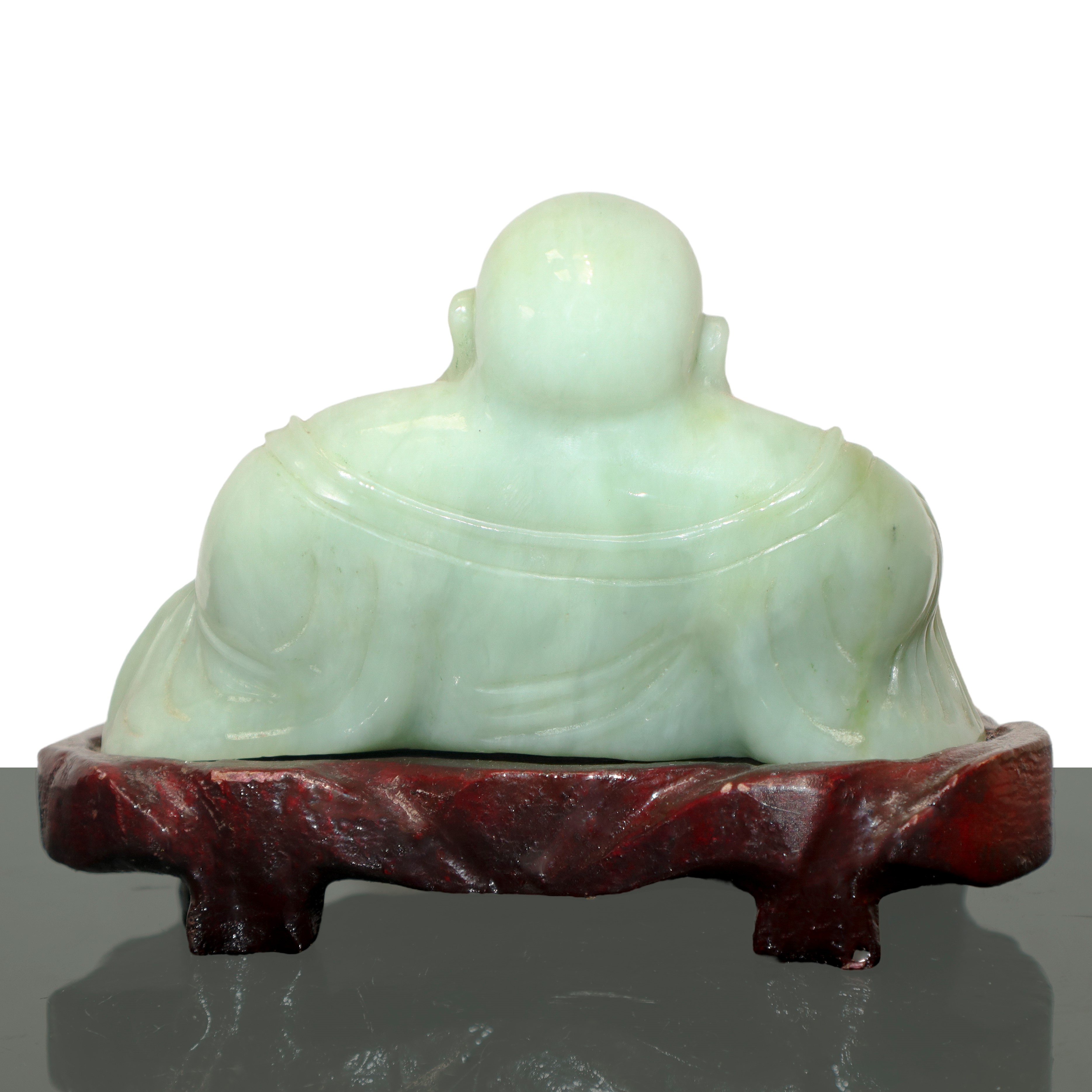 Buddha che ride in giada verde