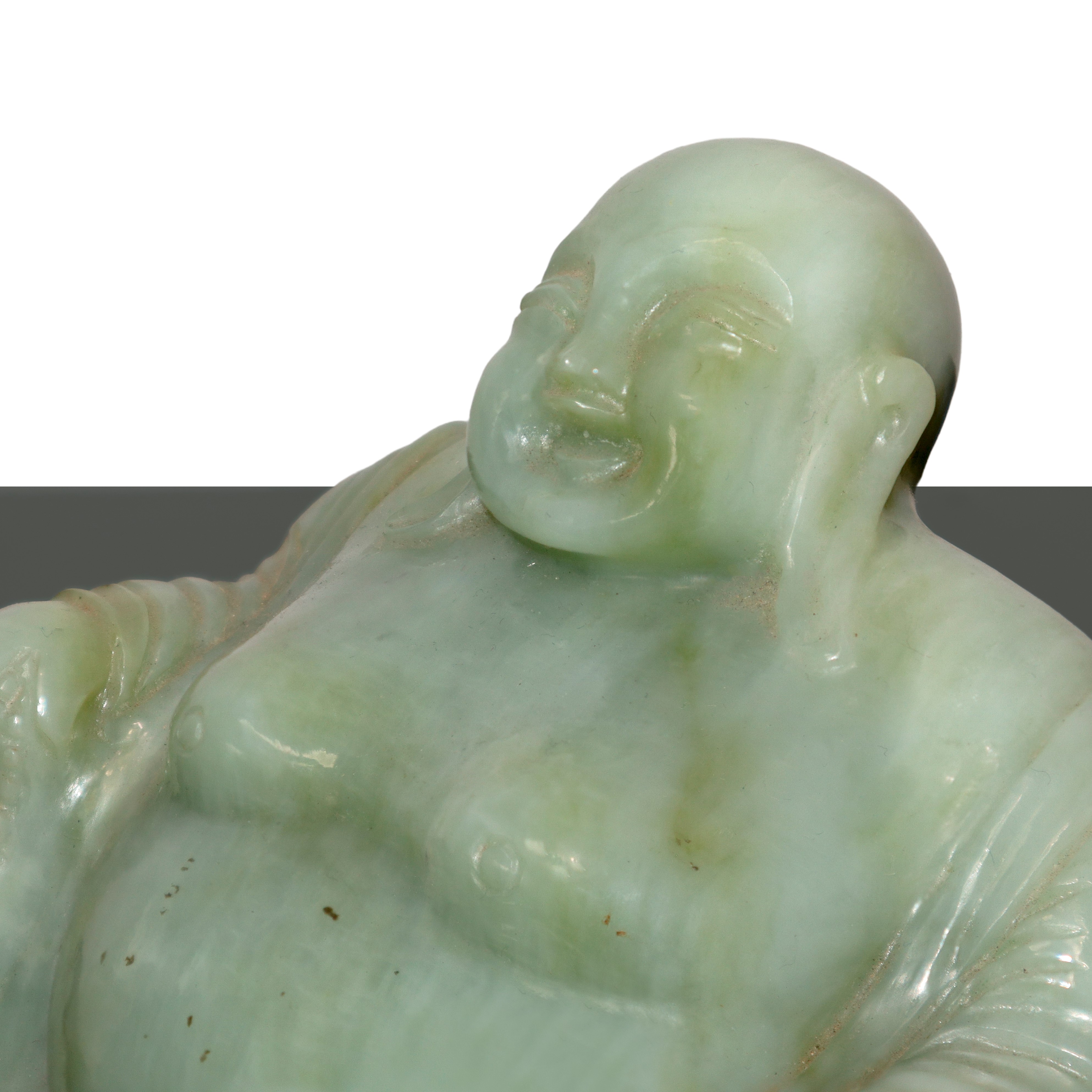 Buddha che ride in giada verde