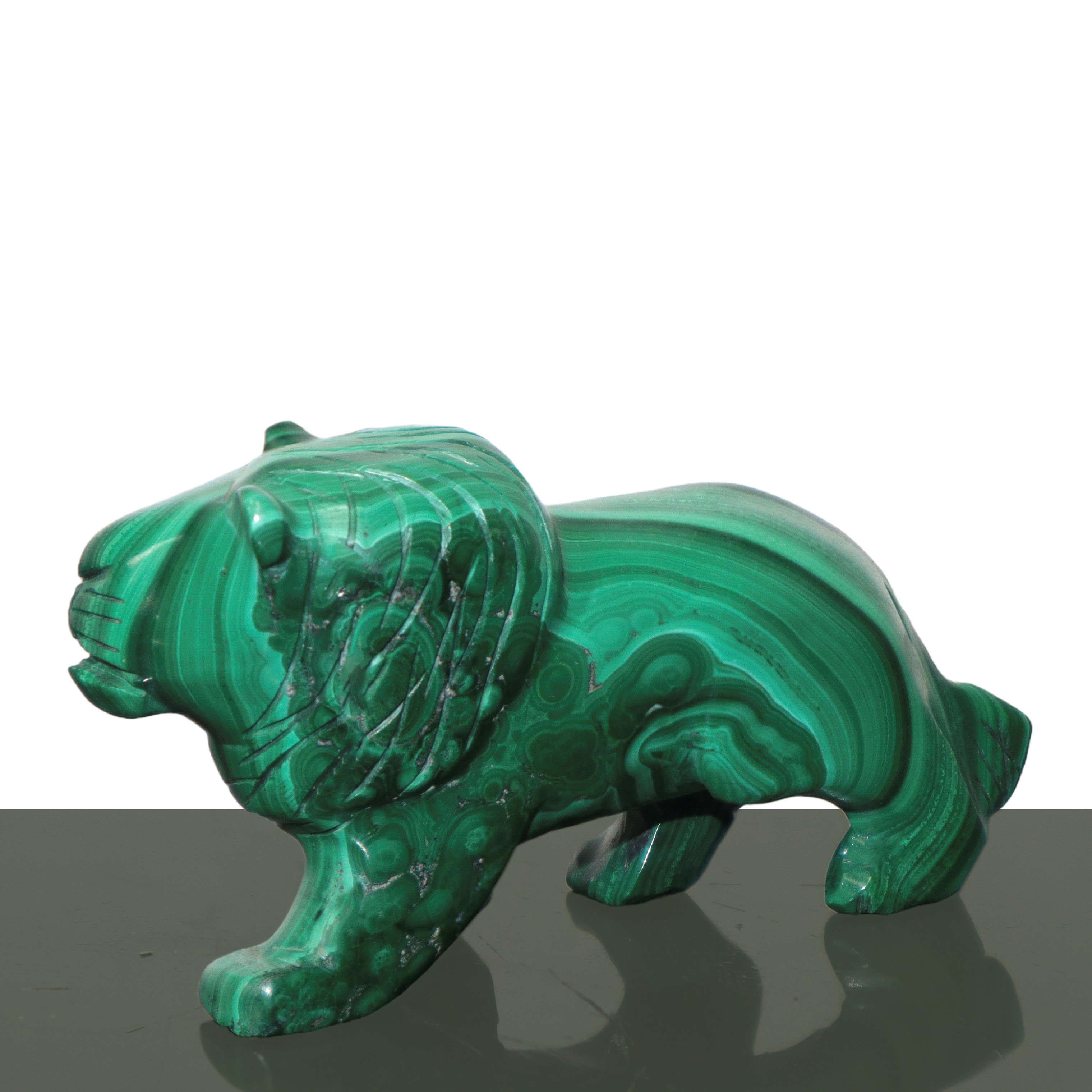 Leone in malachite