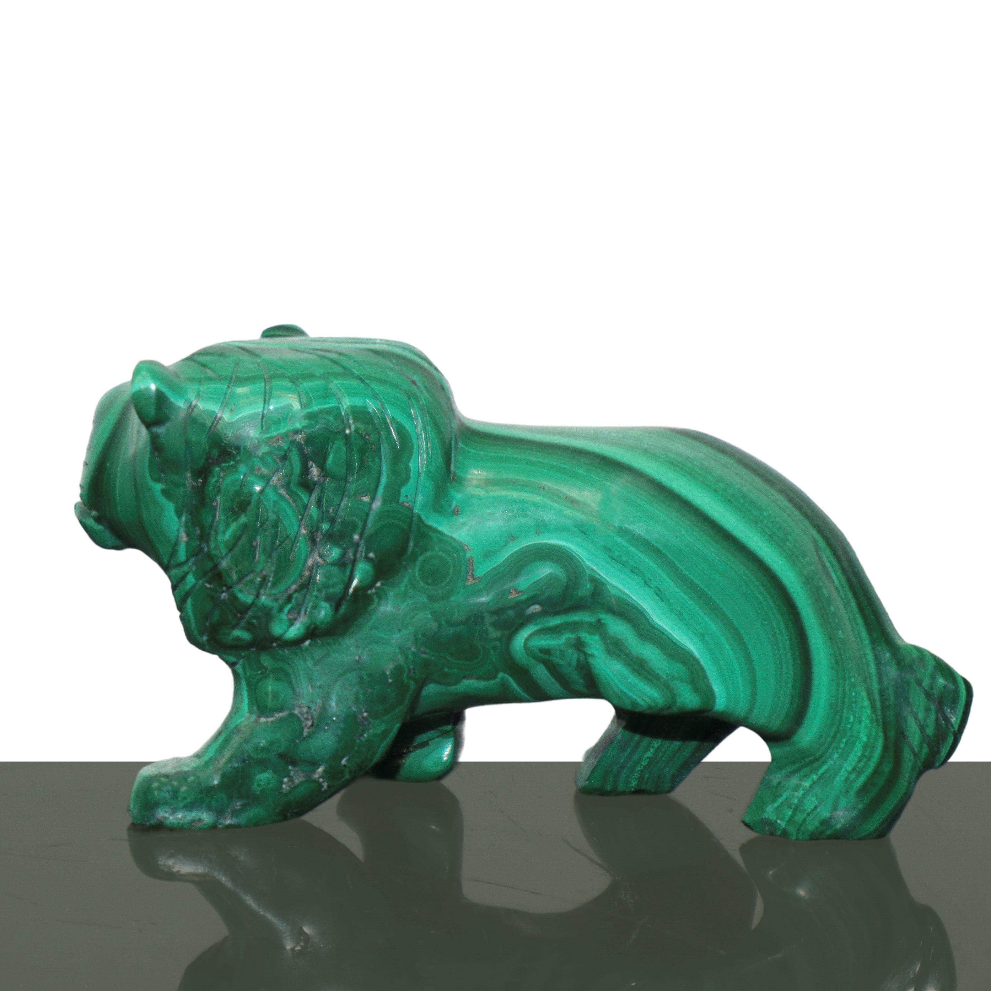 Leone in malachite