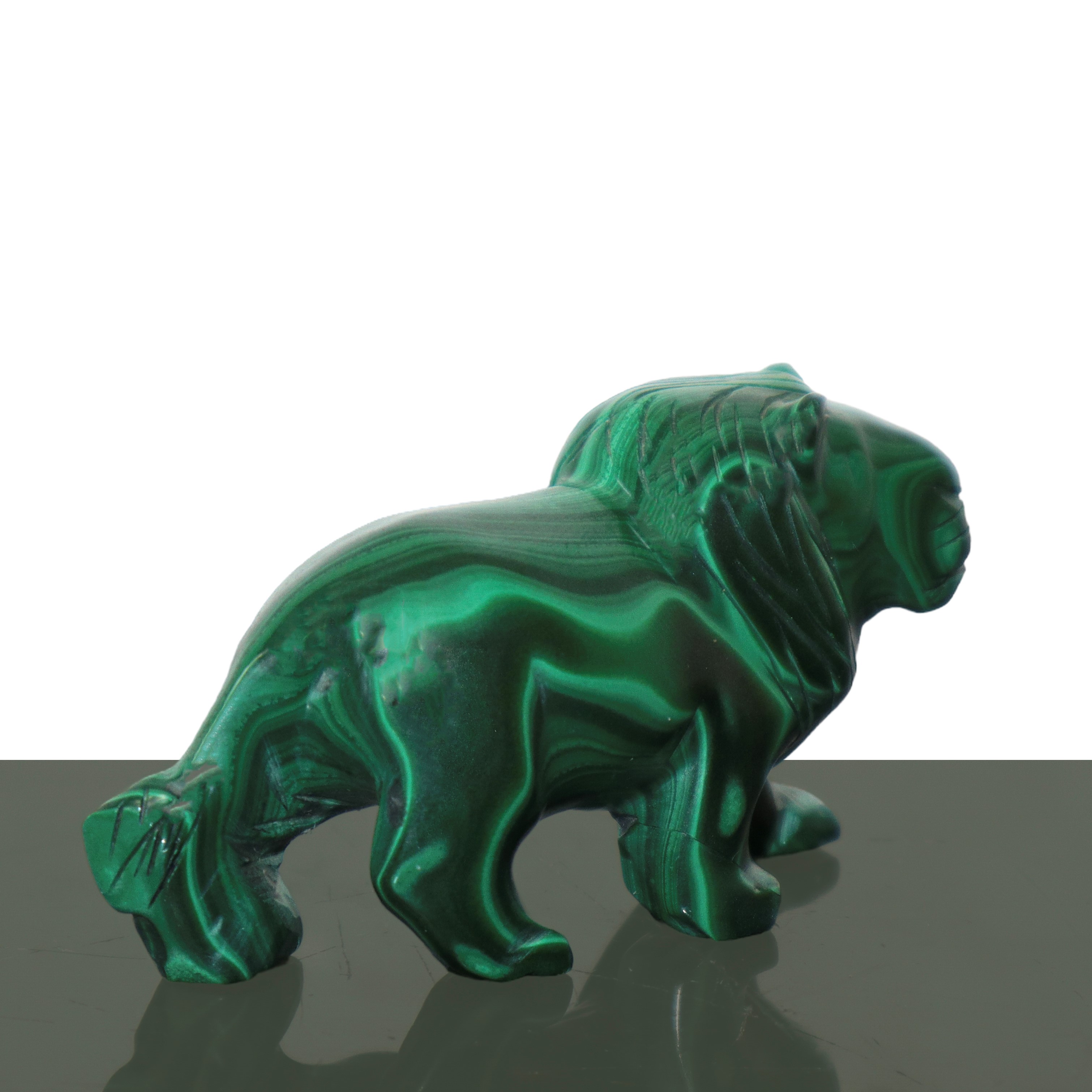 Leone in malachite