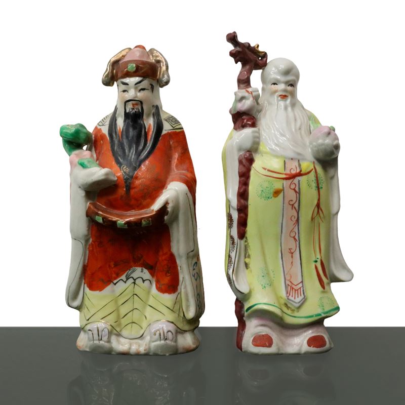Coppia di Statuette Cinesi in Porcellana
