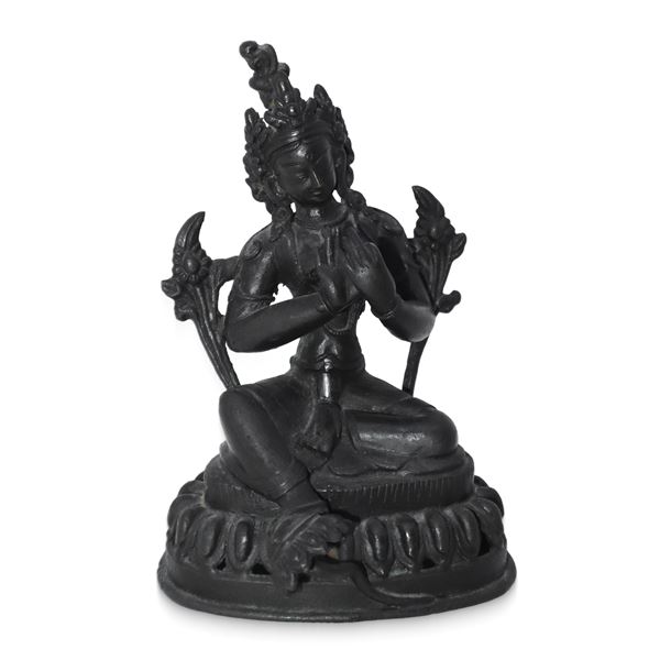 Goddess Tara in patinated bronze